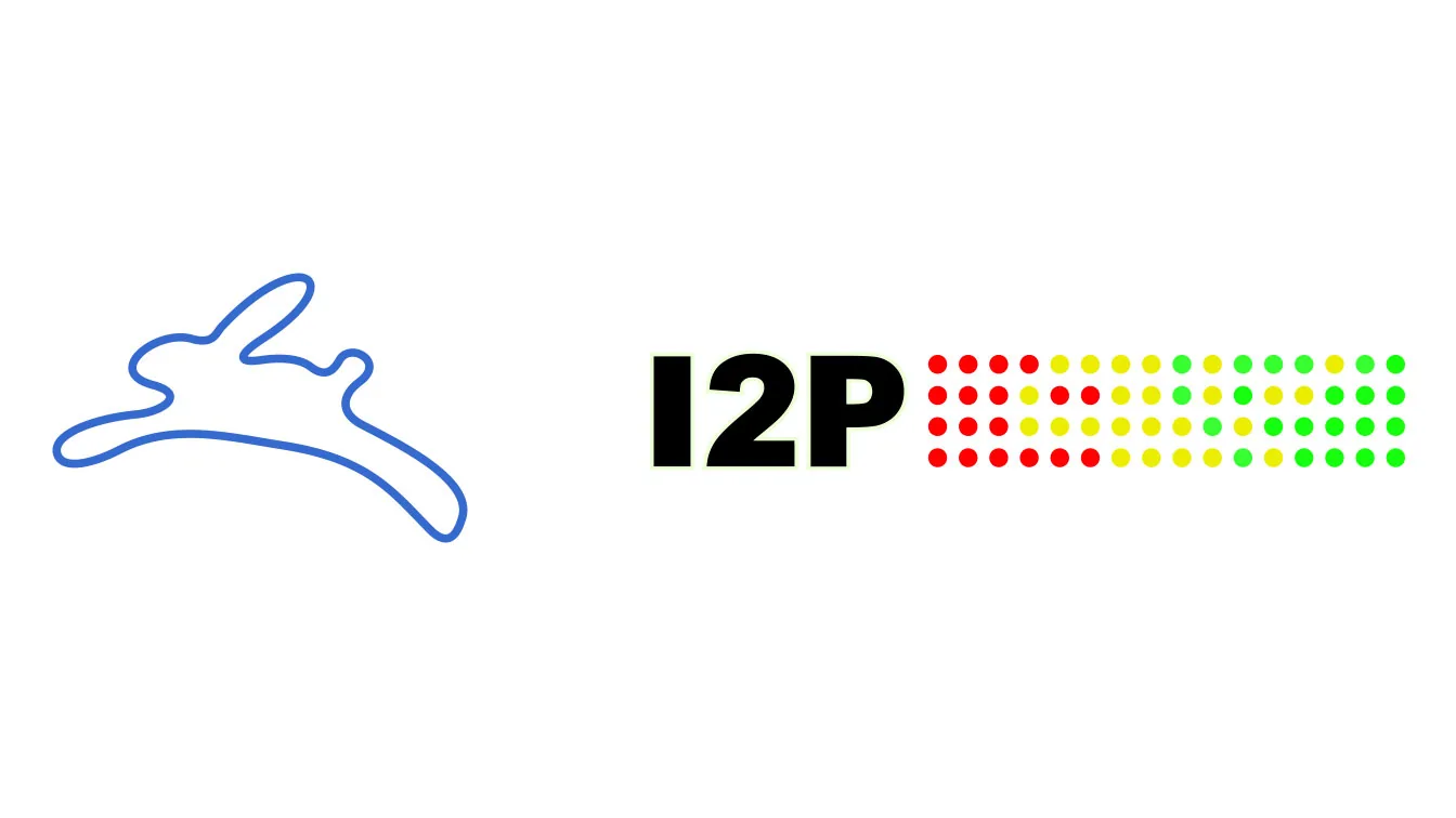 Logos of Freenet, shown as a blue rabbit outline, and I2P, shown as the text "I2P" with a grid of colored dots.