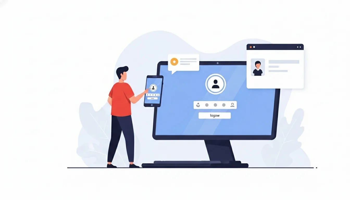 Illustration of a person authenticating a secure login on a computer using their smartphone.