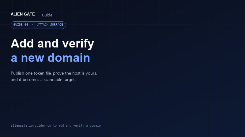 AlienGate guide: adding and verifying a new domain with the .well-known token file