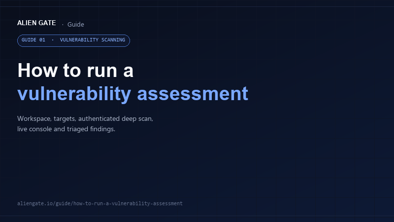 AlienGate guide: how to run a vulnerability assessment, from workspace setup to triaged findings