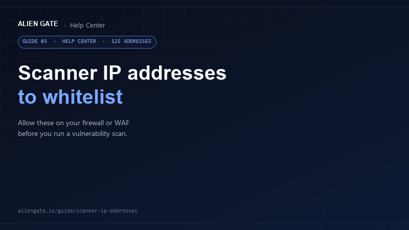 Scanner IP addresses to whitelist before an AlienGate vulnerability scan