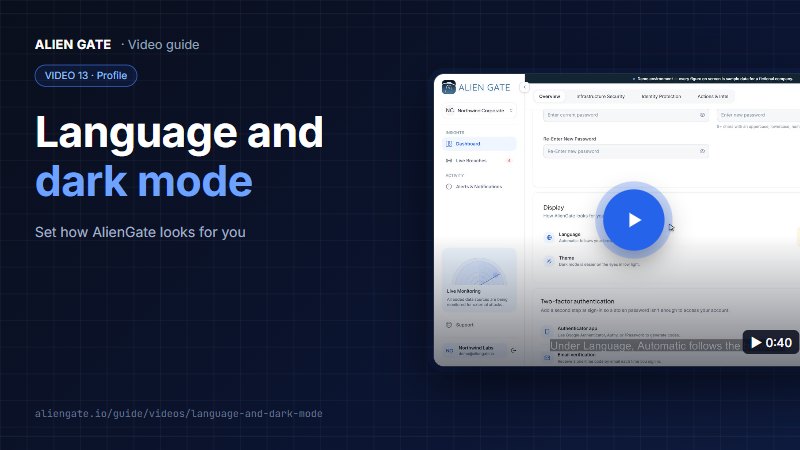 Language and dark mode